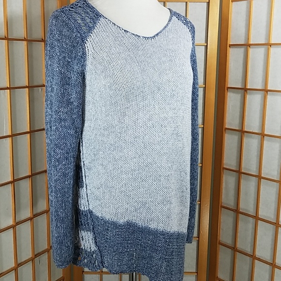 Chico's asymmetrical blue color block sweater - Picture 7 of 8